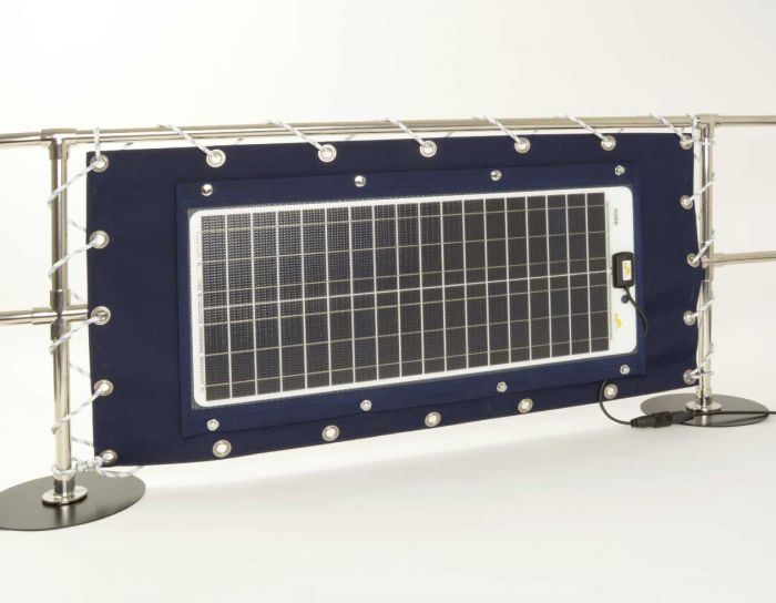 Sunware TX solar panel fitted on a boat spray dodger