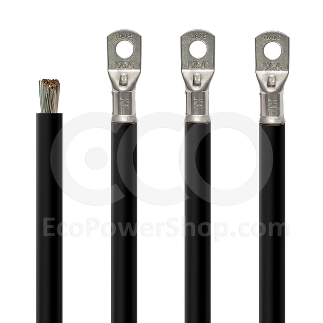 black 25mm sq oceanflex battery cable  and klauke crimped connectors