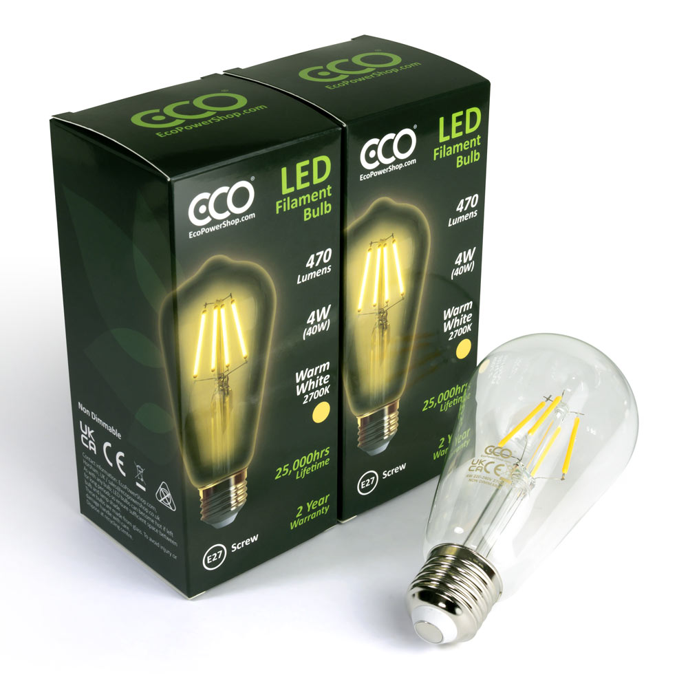 2-box pack of ECO pear E27 LED filament bulbs