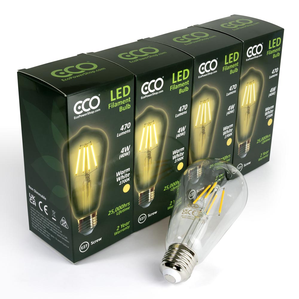 4-box pack of ECO pear E27 LED filament bulbs