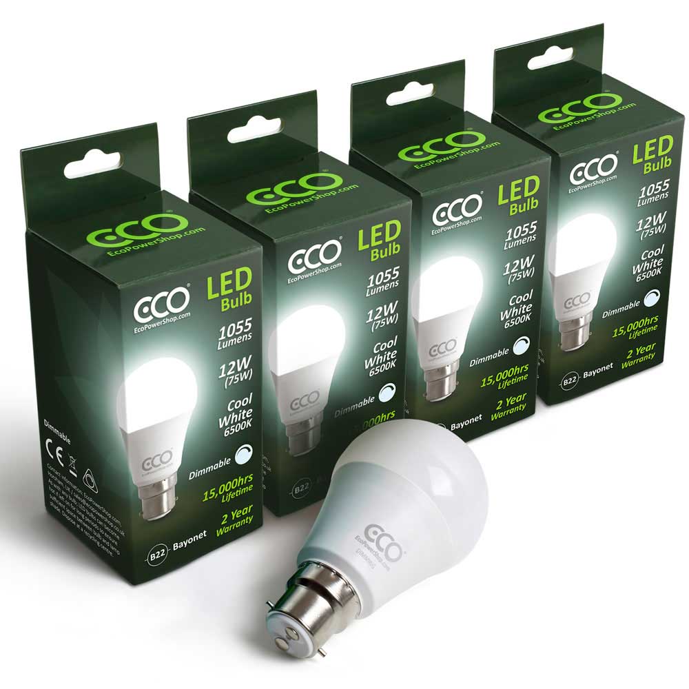 2 box pack of ECO Cool white dimmable B22 LED bulbs