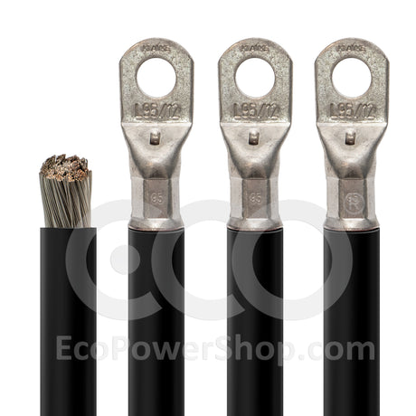 Black 95 sq mm oceanflex marine cable and crimped connectors