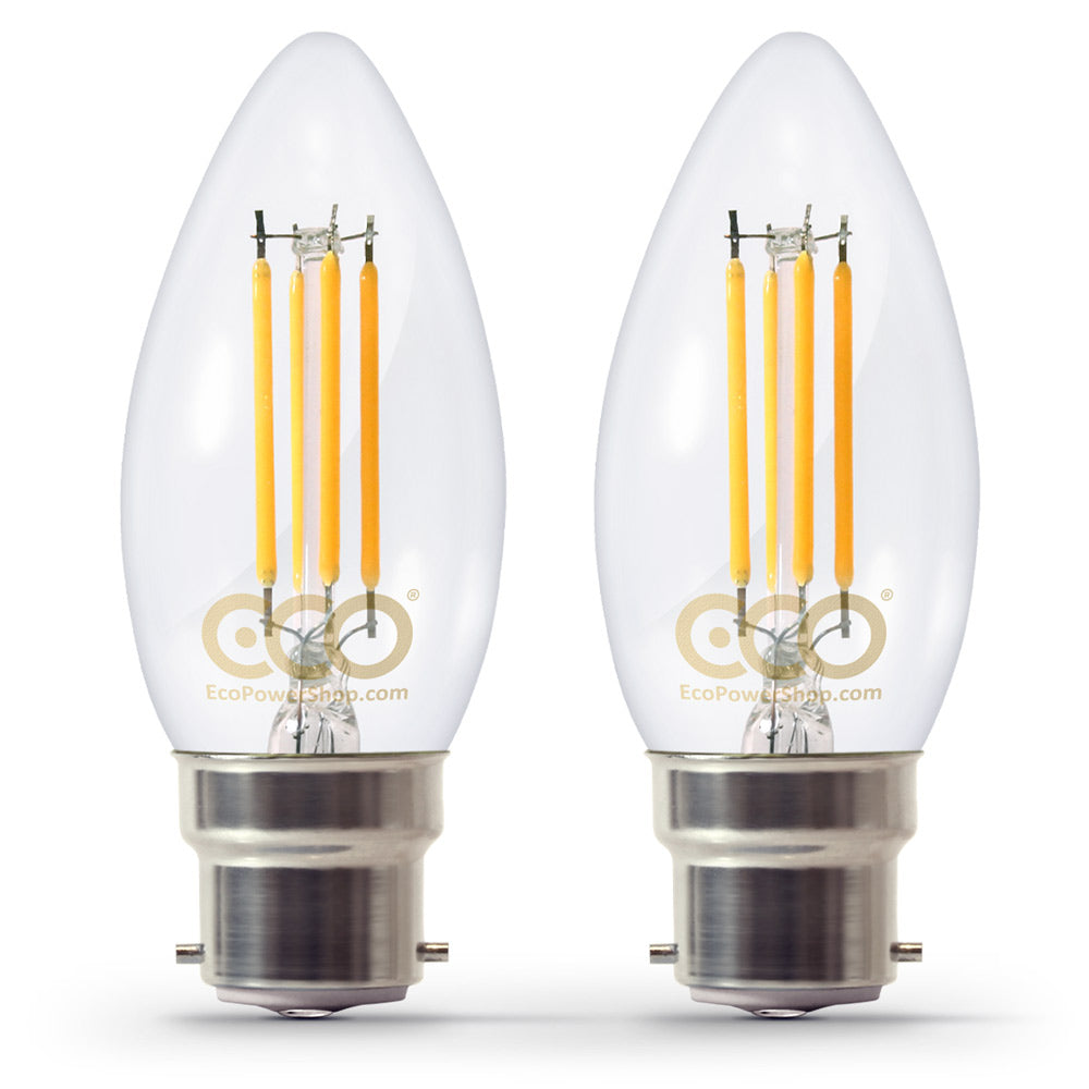 2-bulb pack of ECO B22 Candle LED filament bulbs