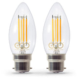 2-bulb pack of ECO B22 Candle LED filament bulbs