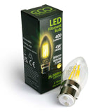 ECO 40W-equivalent Candle B22 Dimmable LED filament bulb and box