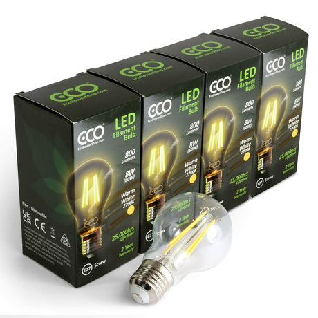 4-bulb box pack of LED filament screw bulbs