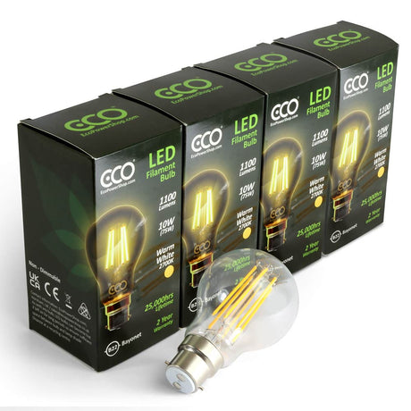 4-bulb pack of ECO 75W-equivalent B22 LED filament bulbs