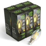 6 bulb pack of ECO Candle LED Filament Dimmable E14 Bulbs