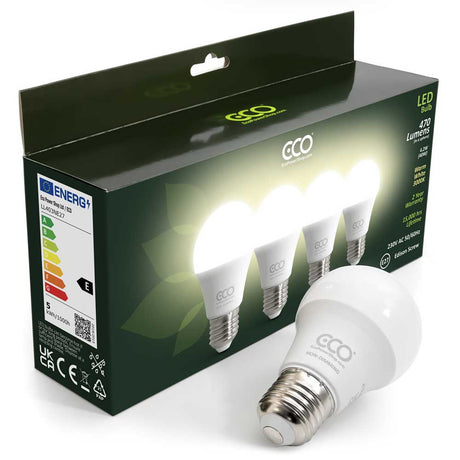 4-bulb box of ECO E27 470 lumens LED bulbs