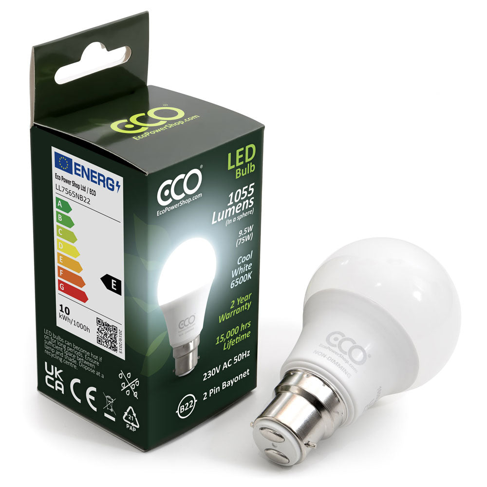 ECO B22 1055 lumens LED light bulb and box