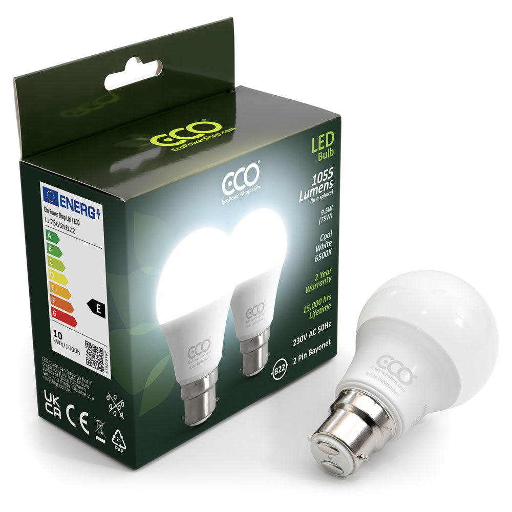 2-bulb box of ECO B22 1055 lumens LED light bulbs