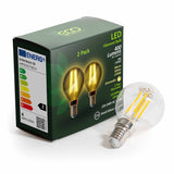 ECO Dimmable Golf Ball LED Filament bulb and 2-pack box