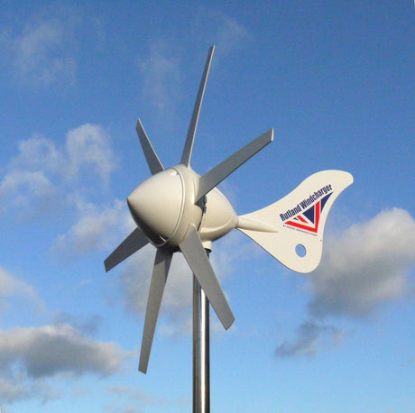 Rutland 914i marine wind turbine against blue sky