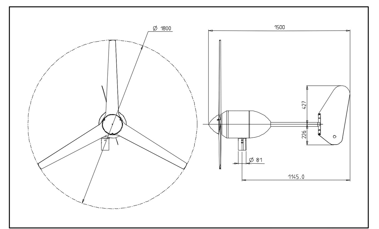 Dimensions of the FM1803 turbine