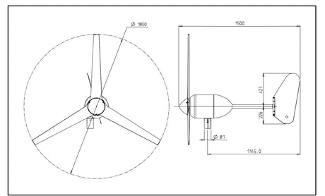 Dimensions of the FM1803 turbine