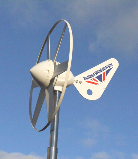 Rutland 504 wind turbine against blue sky