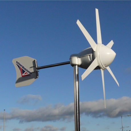 Rutland FM910-4 furlmatic wind turbine against blue sky