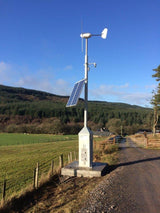 Rutland FM1803 shown in remote power application on mast with solar panel