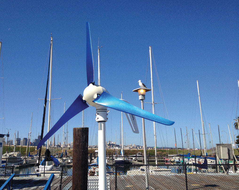 Air Silent X turbine in a marina