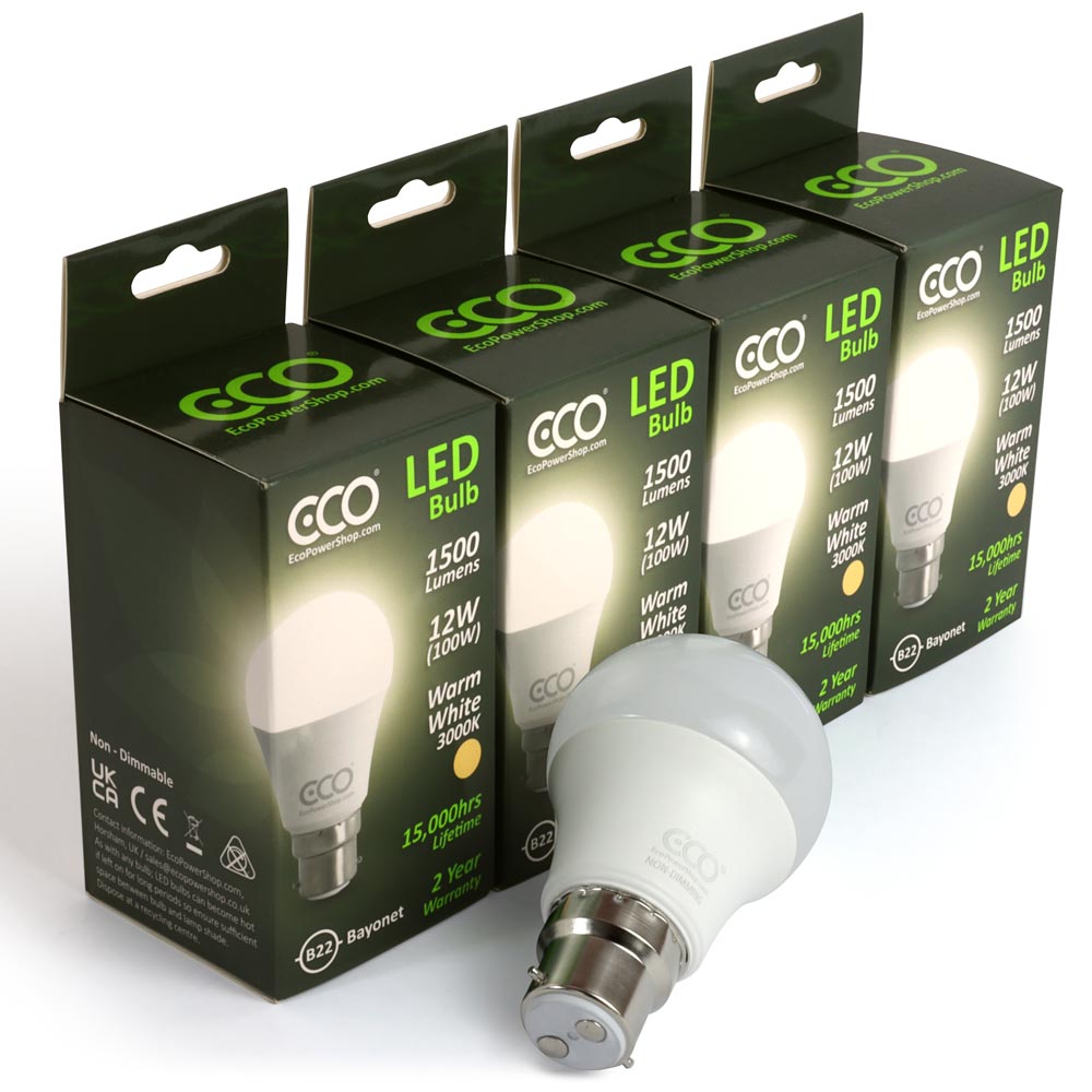 4 box pack of ECO B22 warm white 100W-equivalent LED bulbs