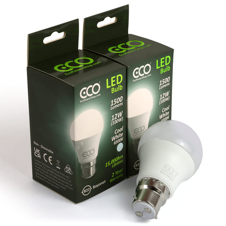 2 box pack of ECO cool white 100W-equivalent LED B22 bulbs