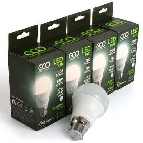 4 box pack of ECO cool white 100W-equivalent LED B22 bulbs