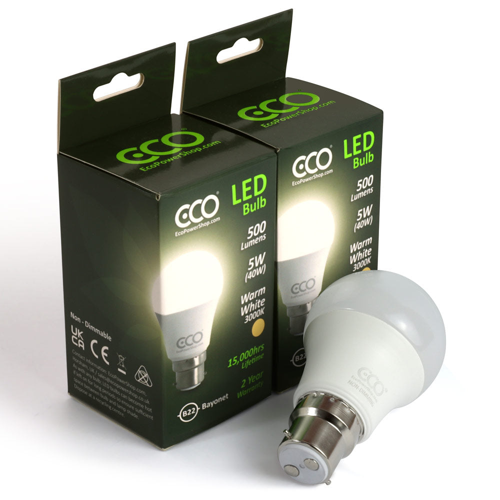 2 box pack of eco 40W warm white led B22 bulbs