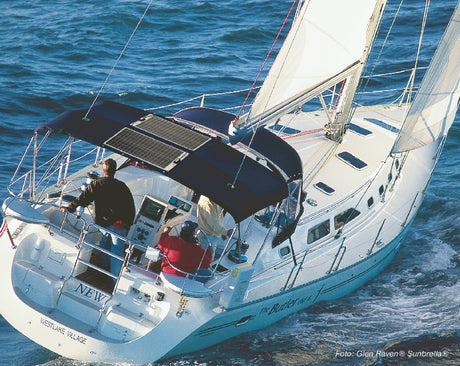 SunWare solar panels on yacht canopy